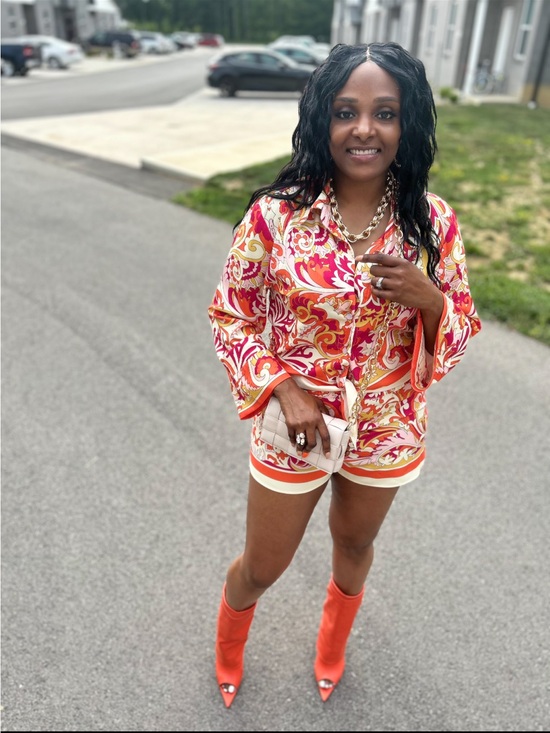 AKIRA Pants - AKIRA Pink & Orange Paisley Two-Piece Set